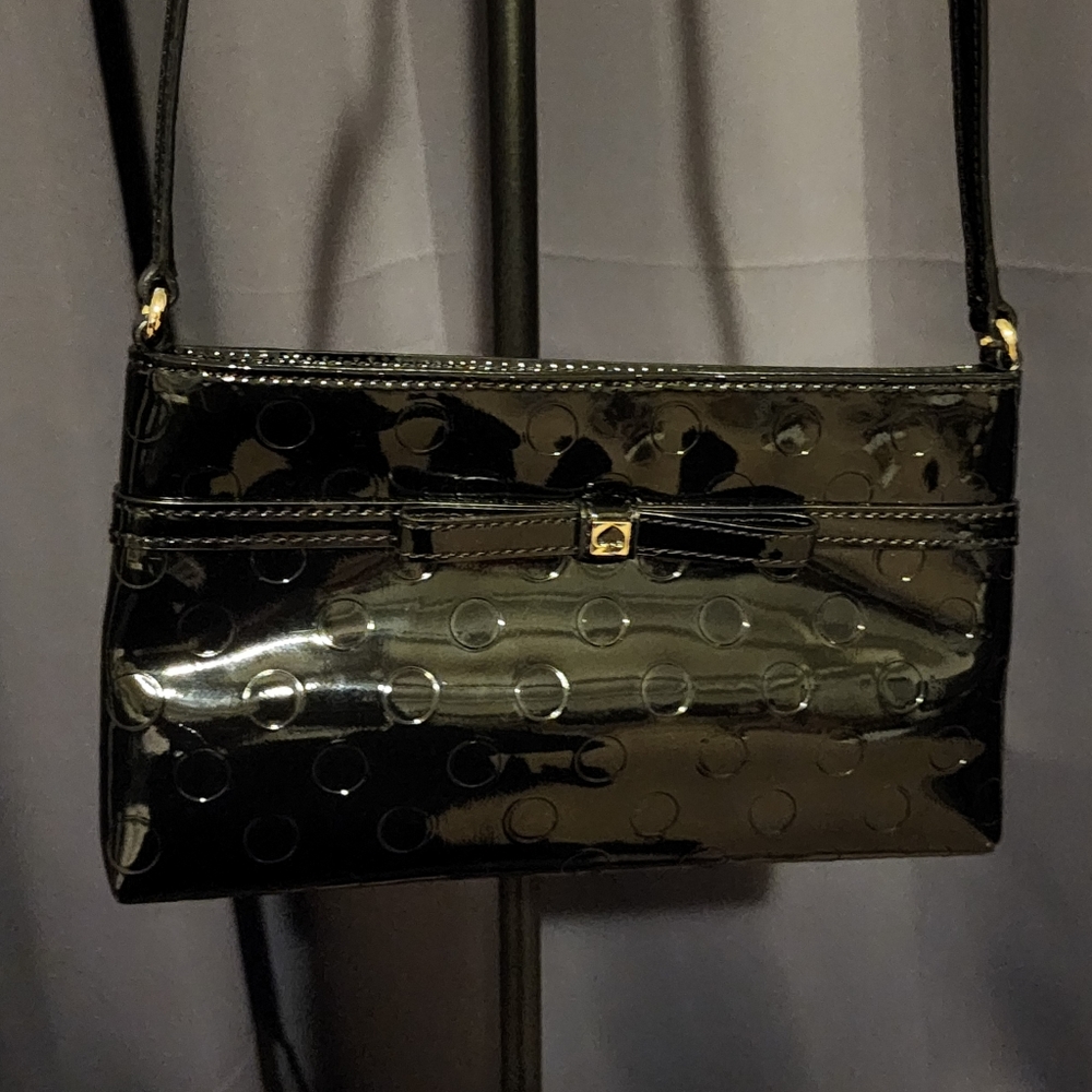Authentic Kate Spade Patent Leather Black Purse Handbag Crossbody